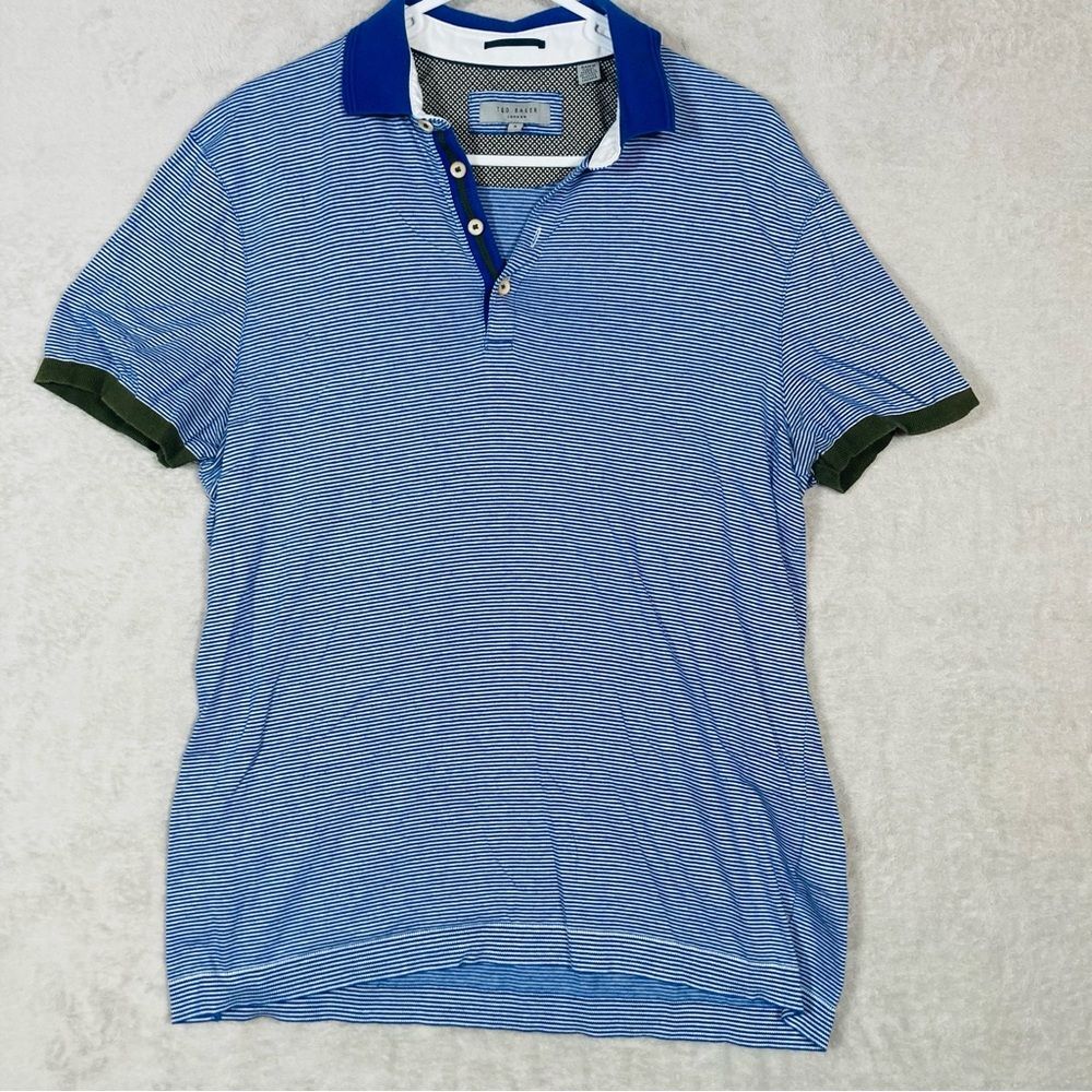 Ted‎ Baker MMB Delpole Short Sleeve Polo Shirt Mens Size 3 Medium Blue
